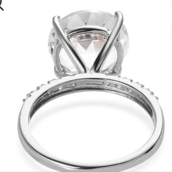 Genuine White Topaz Ring Platinum over Sterling Silver Sz 8! 😲 - Picture 7 of 12